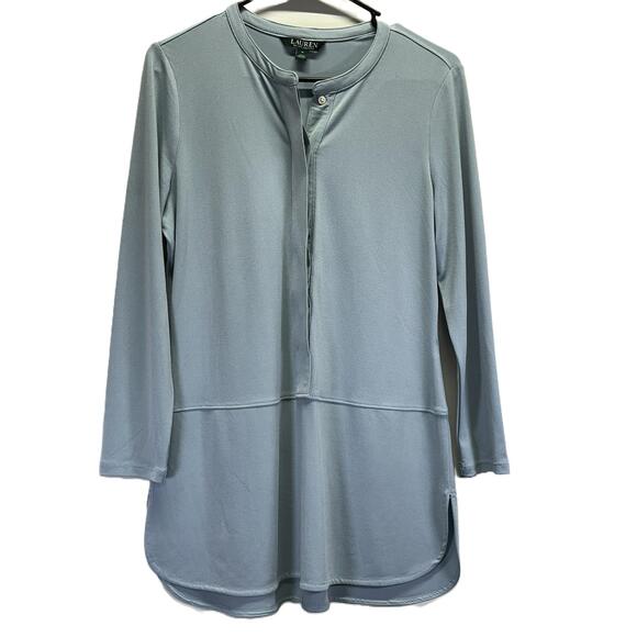Lauren Ralph Lauren Tops - Lauren Ralph Lauren Light Blue Womens Long Sleeve Henley Lagenlook Top Medium